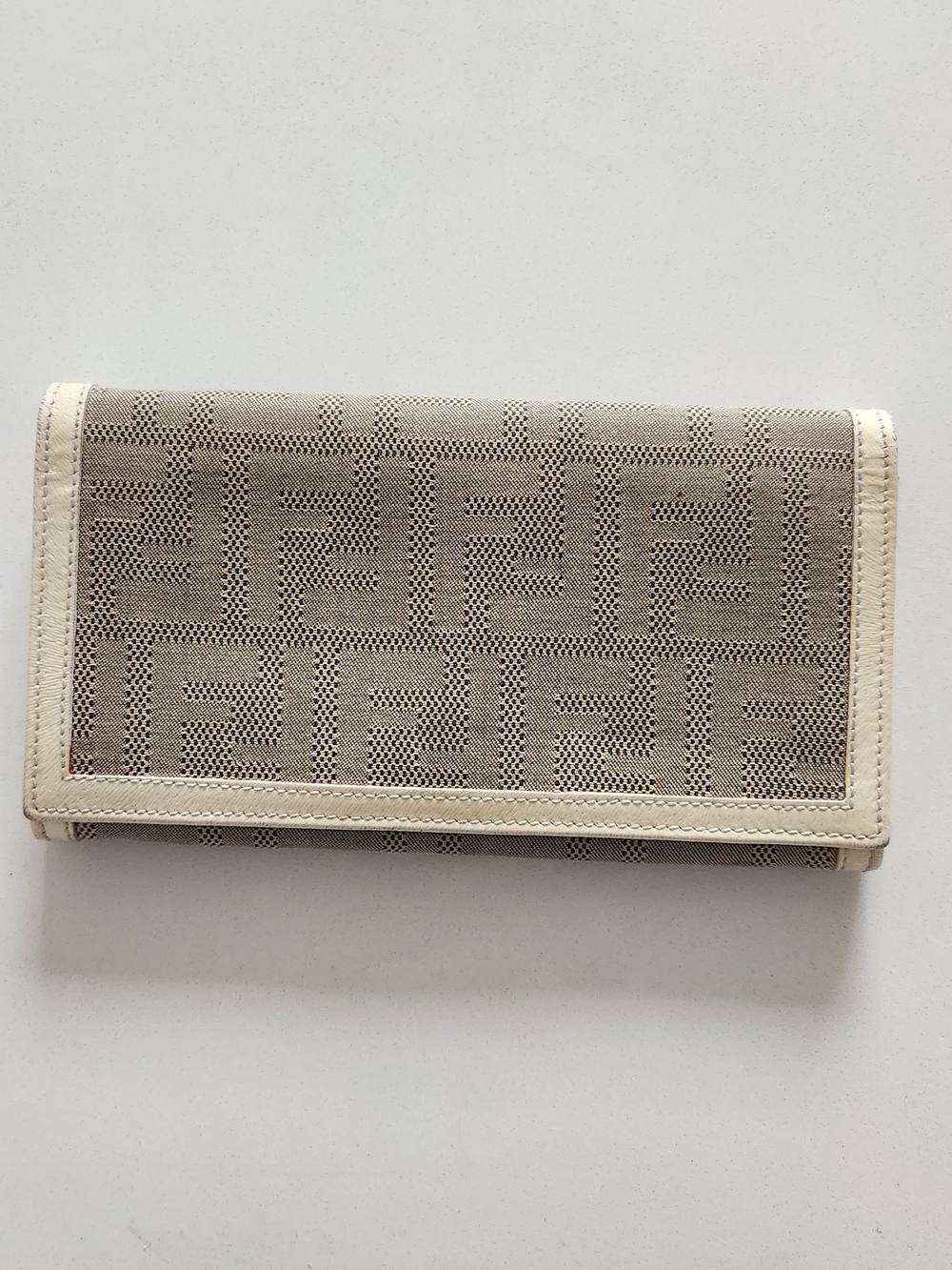 Fendi Beige and Cream FF Logo Continental Wallet